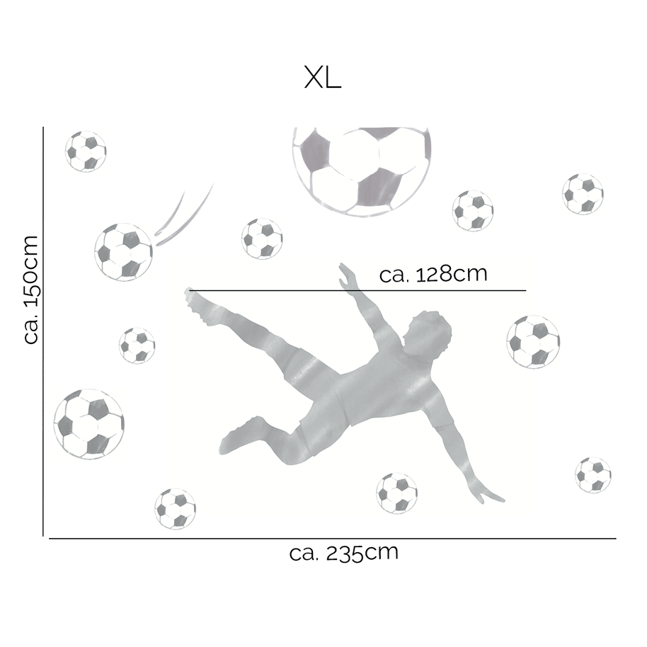 Wandtattoo Fußball – Fußballer Seitfallzieher (grau)