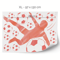Football wall sticker - Scissor kick (red)