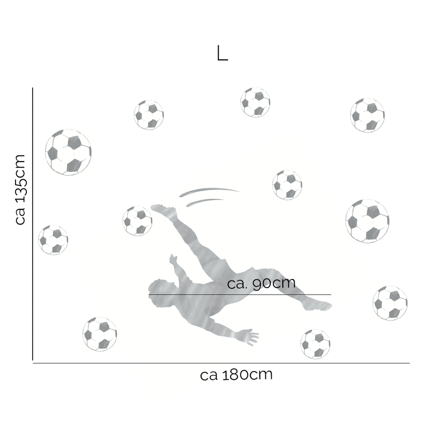 Wandtattoo Fußball – Fußballer Fallrückzieher (hellgrau)