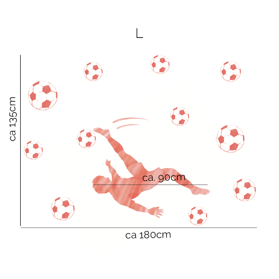 Wandtattoo Fußball – Fußballer Fallrückzieher (rot)