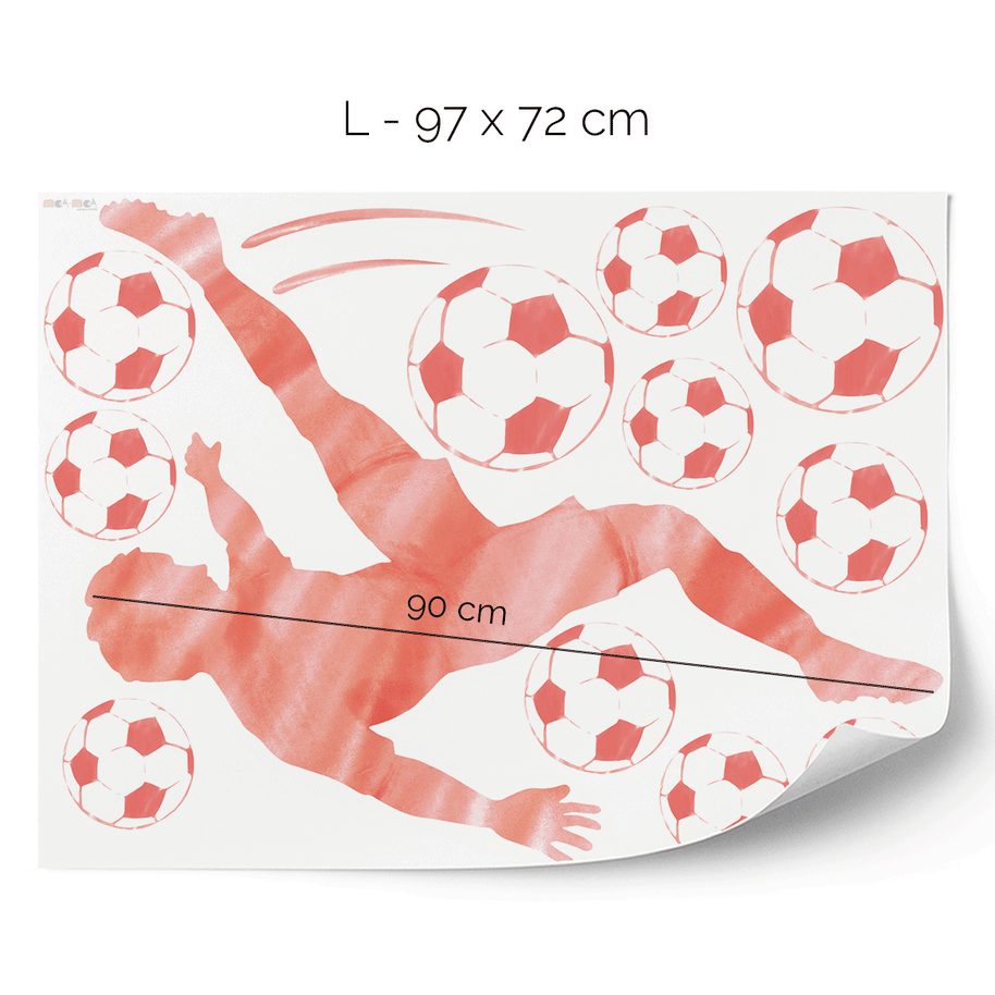 Wandtattoo Fußball – Fußballer Fallrückzieher (rot)