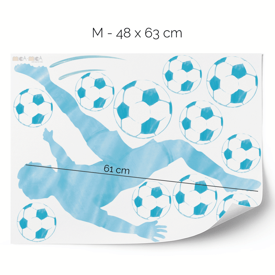 Wandtattoo Fußball – Fußballer Fallrückzieher (blau)