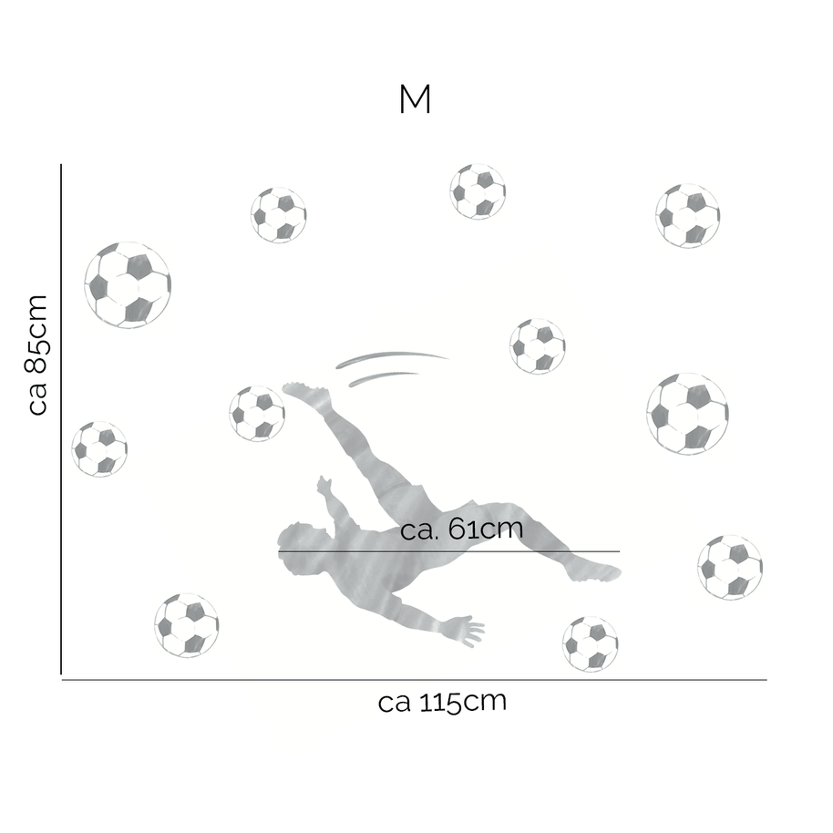 Wandtattoo Fußball – Fußballer Fallrückzieher (hellgrau)