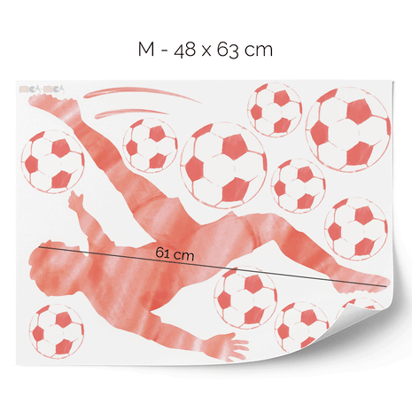 Wandtattoo Fußball – Fußballer Fallrückzieher (rot)