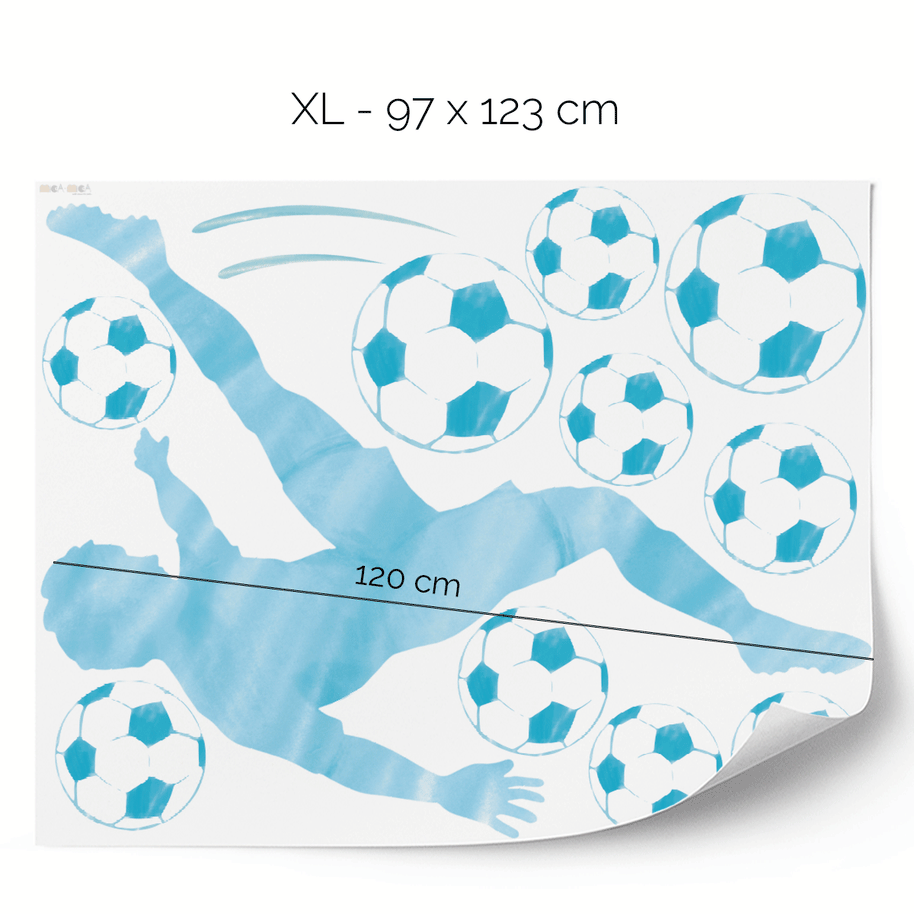 Wandtattoo Fußball – Fußballer Fallrückzieher (blau)