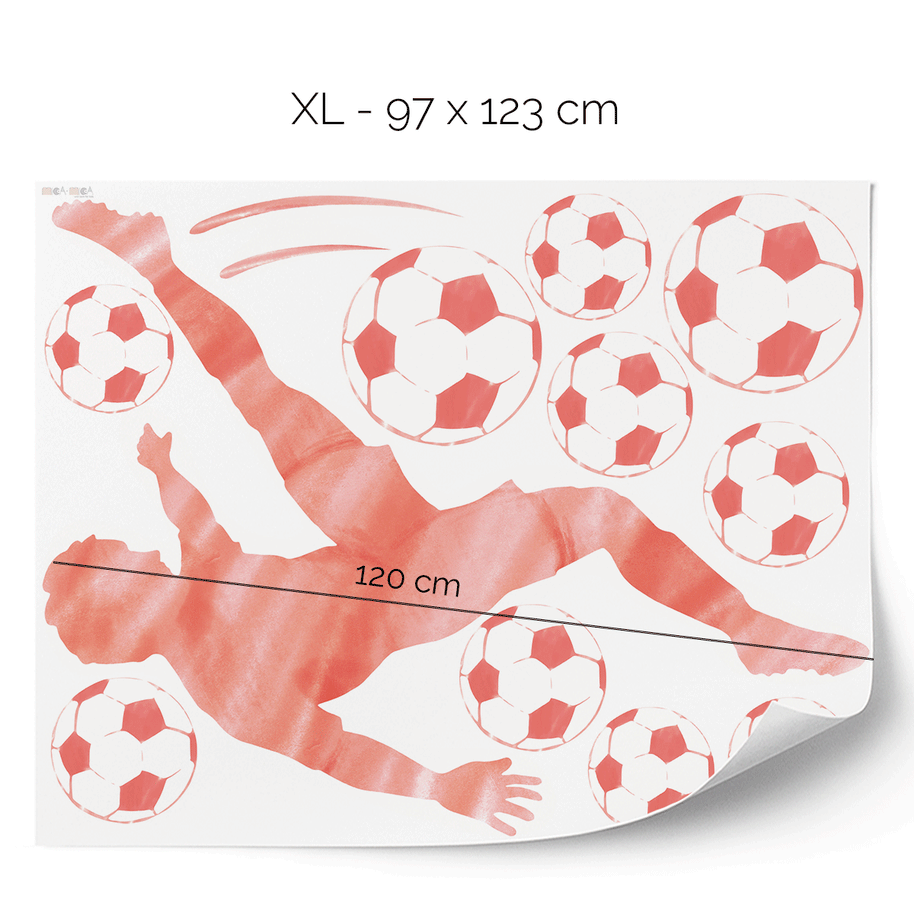 Wandtattoo Fußball – Fußballer Fallrückzieher (rot)