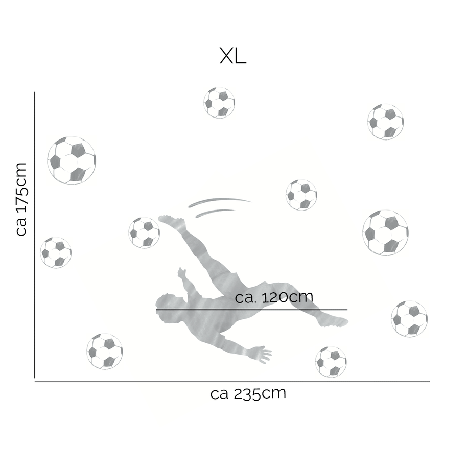 Wandtattoo Fußball – Fußballer Fallrückzieher (hellgrau)