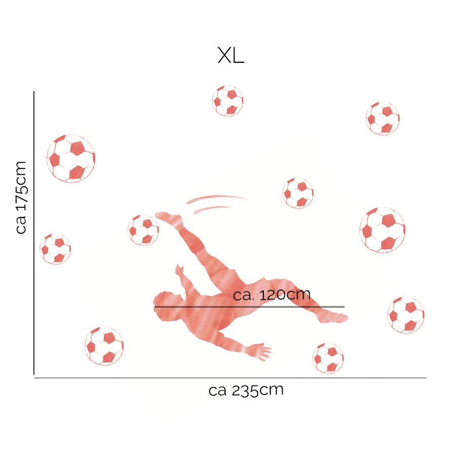 Wandtattoo Fußball – Fußballer Fallrückzieher (rot)