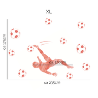 Wandtattoo Fußball – Fußballer Fallrückzieher (rot)