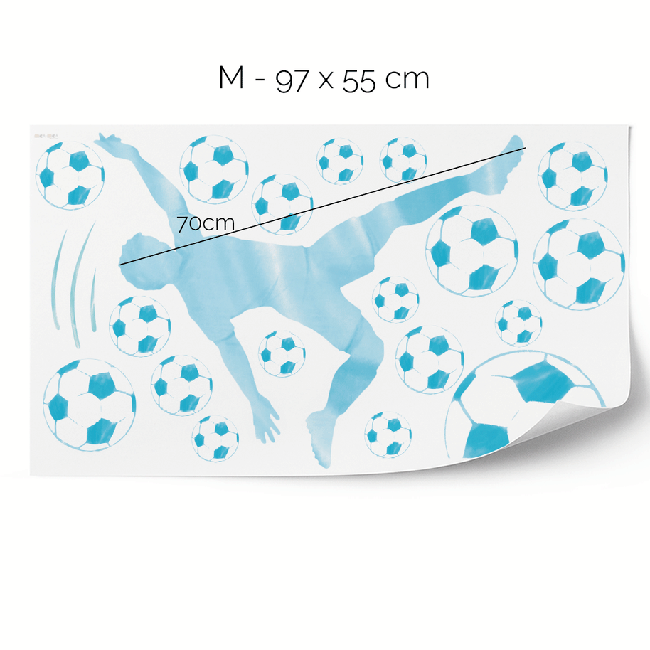 Wandtattoo Fußball – Fußballer Stürmer (blau)