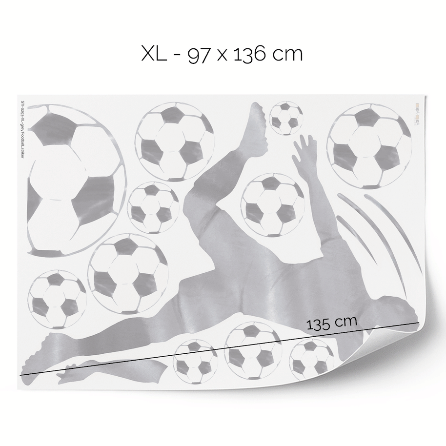 Football wall sticker - Striker (grey)