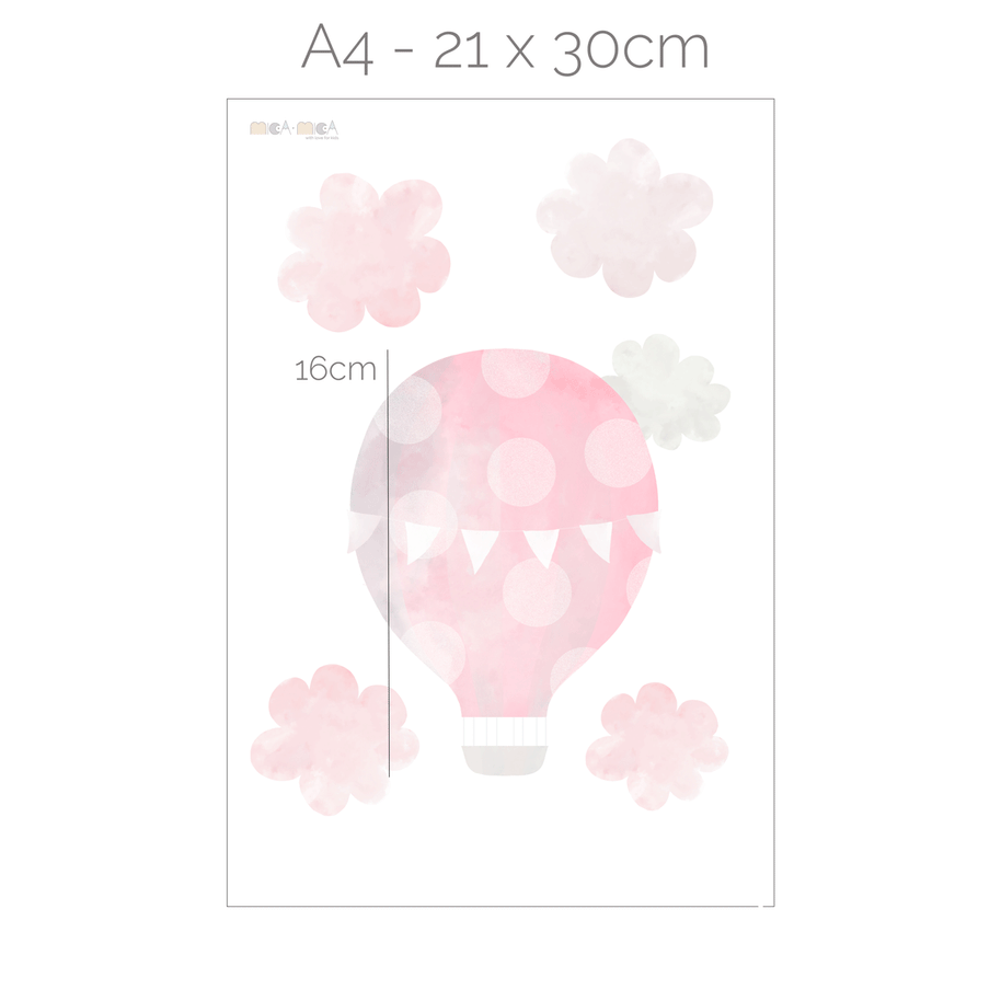 Hot air balloons wall stickers (pink)