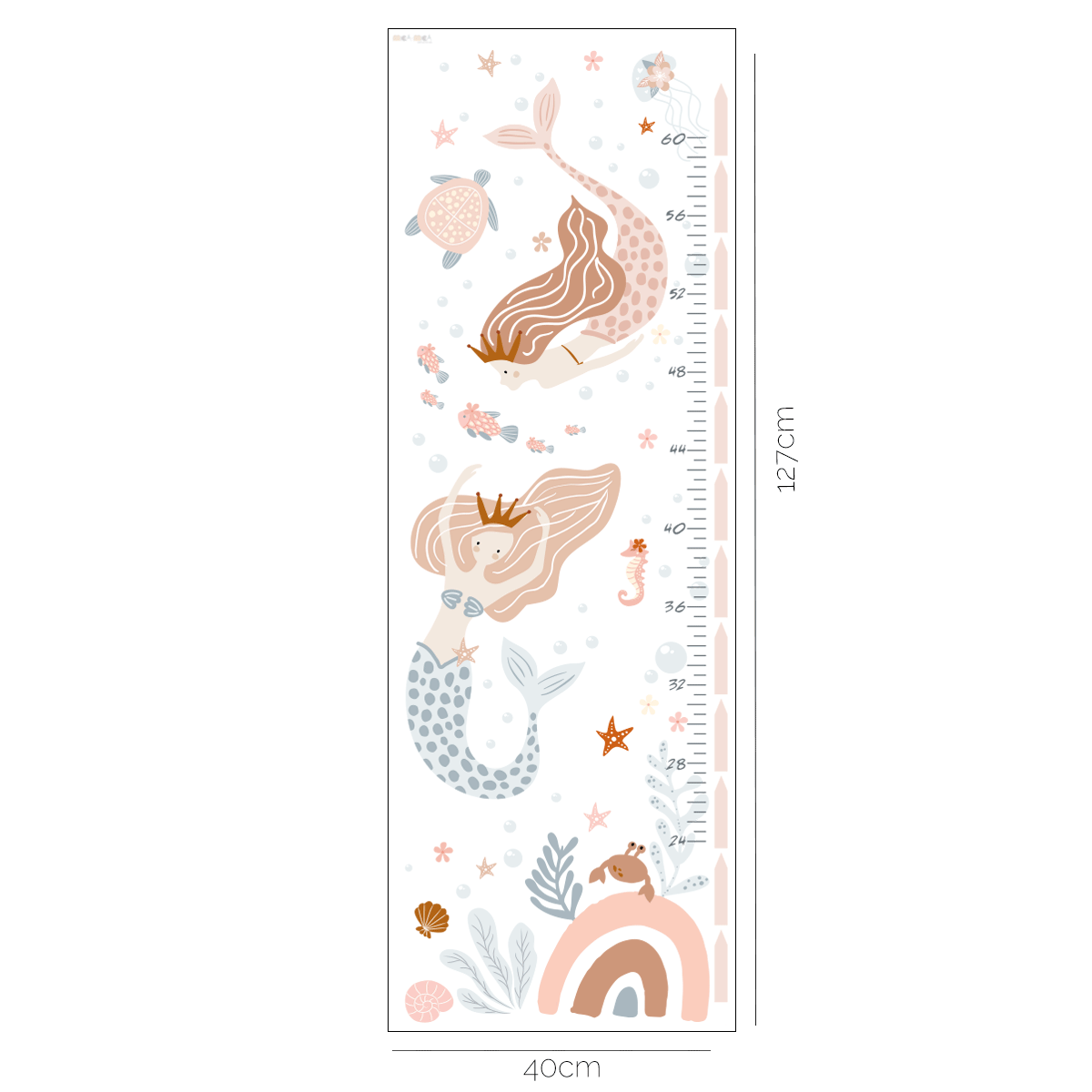 Height chart wall stickers - Mermaids (boho) growth chart