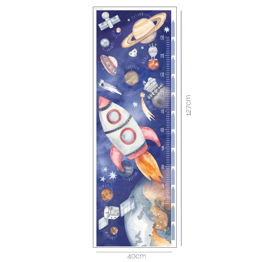 Height chart wall stickers -Space adventure growth chart