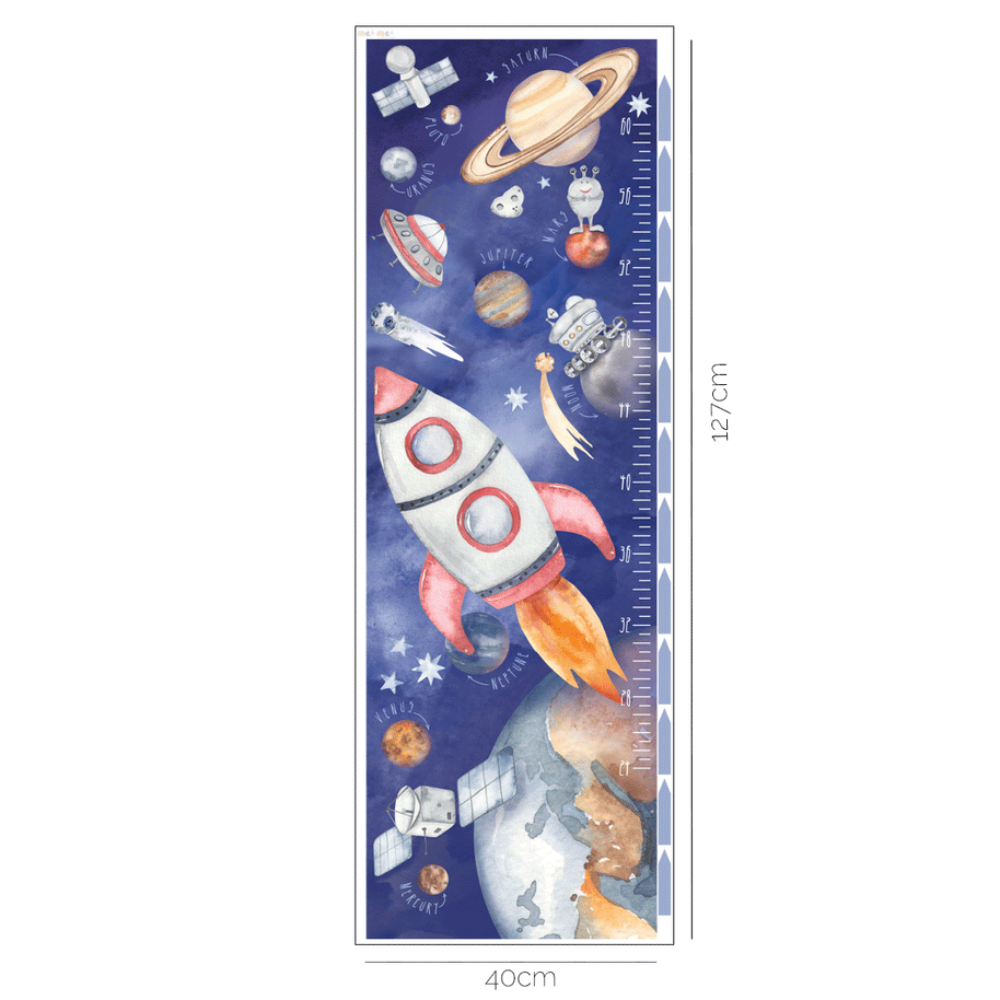 Height chart wall stickers -Space adventure growth chart