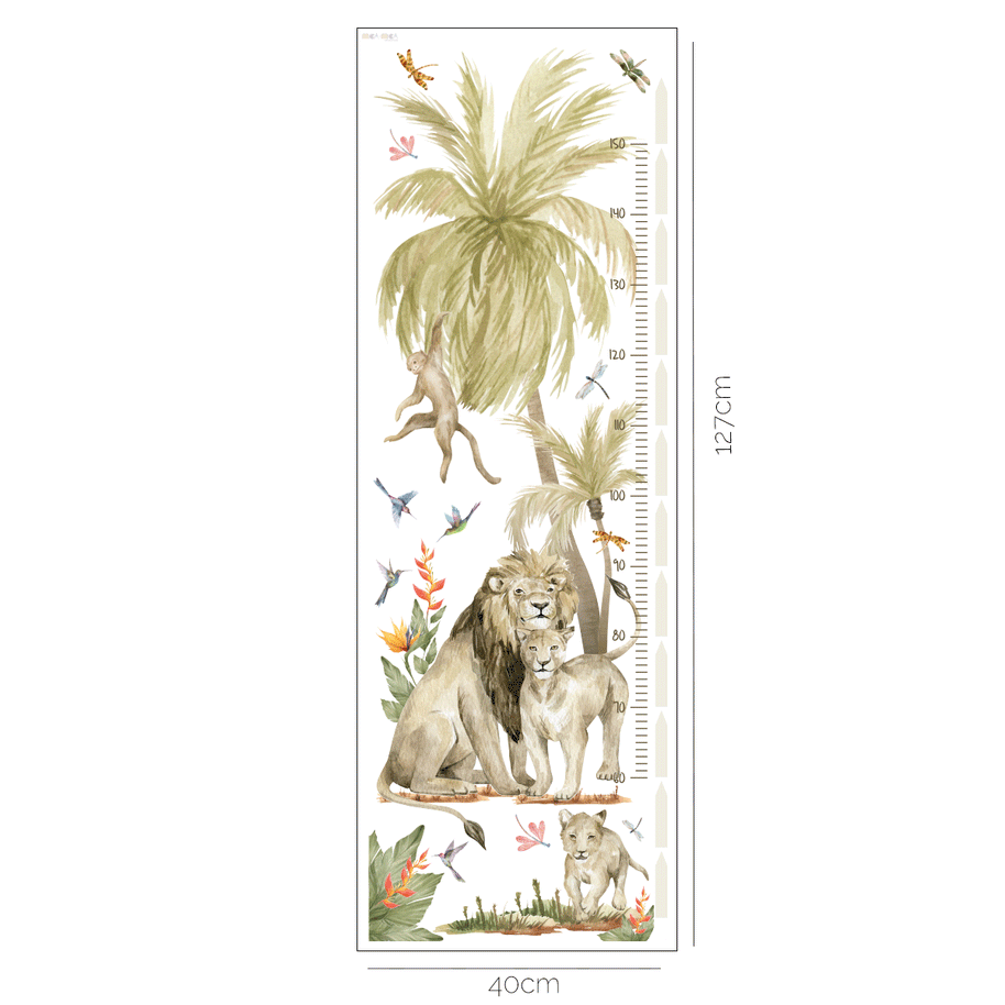 Height chart wall stickers - Tropical safari - lions growth chart