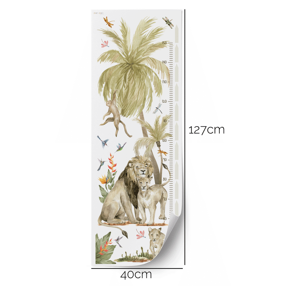 Height chart wall stickers - Tropical safari - lions growth chart