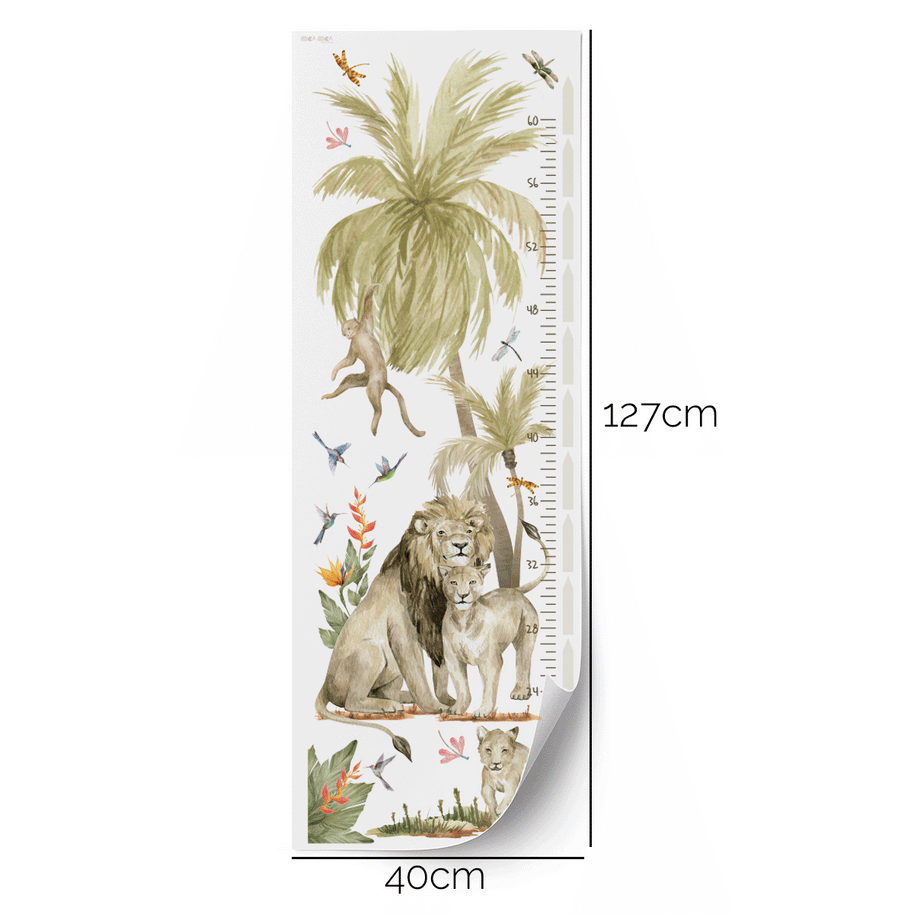 Height chart wall stickers - Tropical safari - lions growth chart
