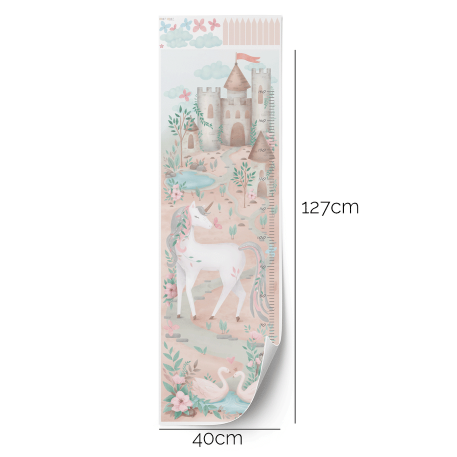 Height chart wall stickers - Unicorn dreams growth chart (peach)