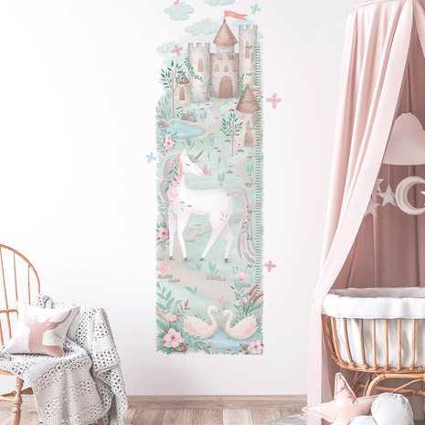 Height chart wall stickers - Unicorn dreams growth chart (mint)