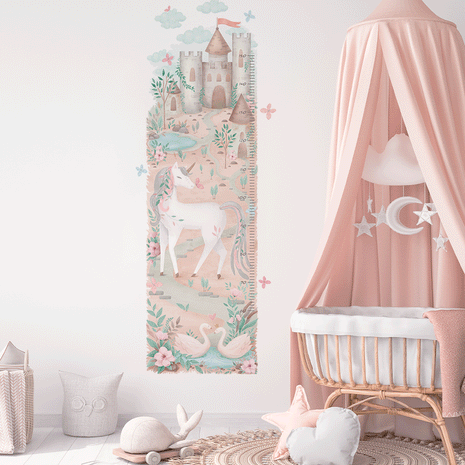 Wandtattoo Einhorn - Messlatte Einhornträume (Pfirsich)