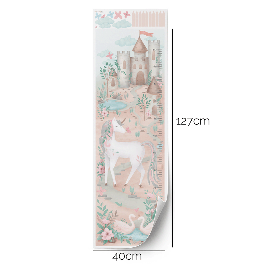 Height chart wall stickers - Unicorn dreams growth chart (peach)