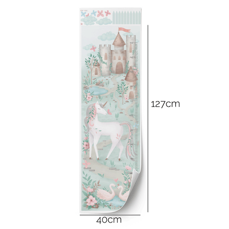 Height chart wall stickers - Unicorn dreams growth chart (mint)