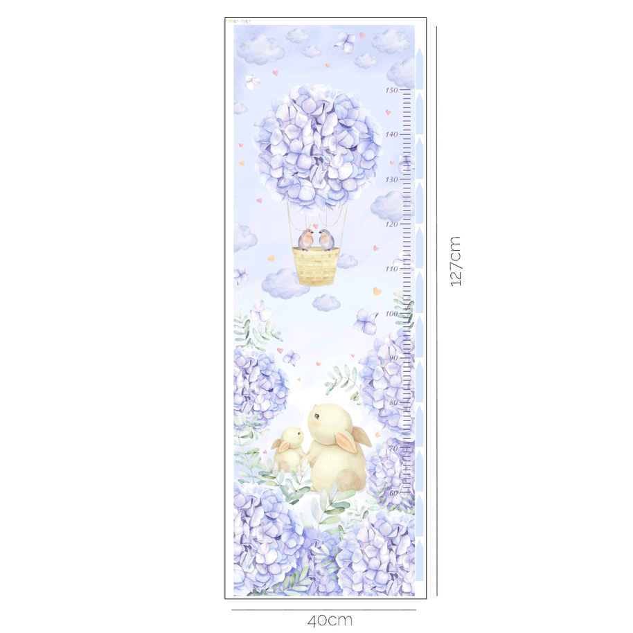 Height chart wall stickers - Floral balloons growth chart