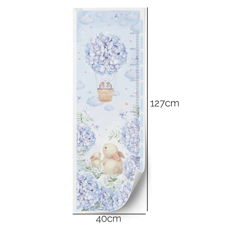 Height chart wall stickers - Floral balloons growth chart