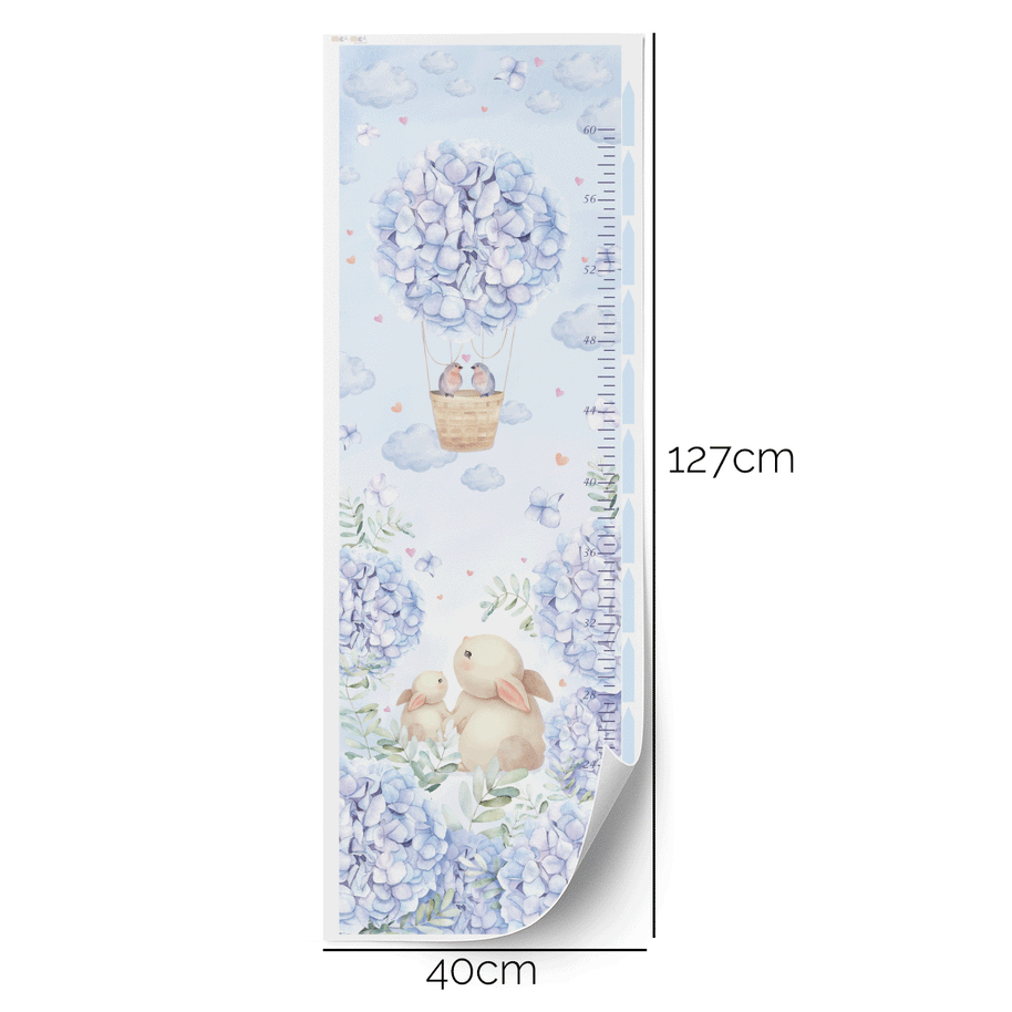 Height chart wall stickers - Floral balloons growth chart