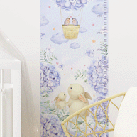 Height chart wall stickers - Floral balloons growth chart