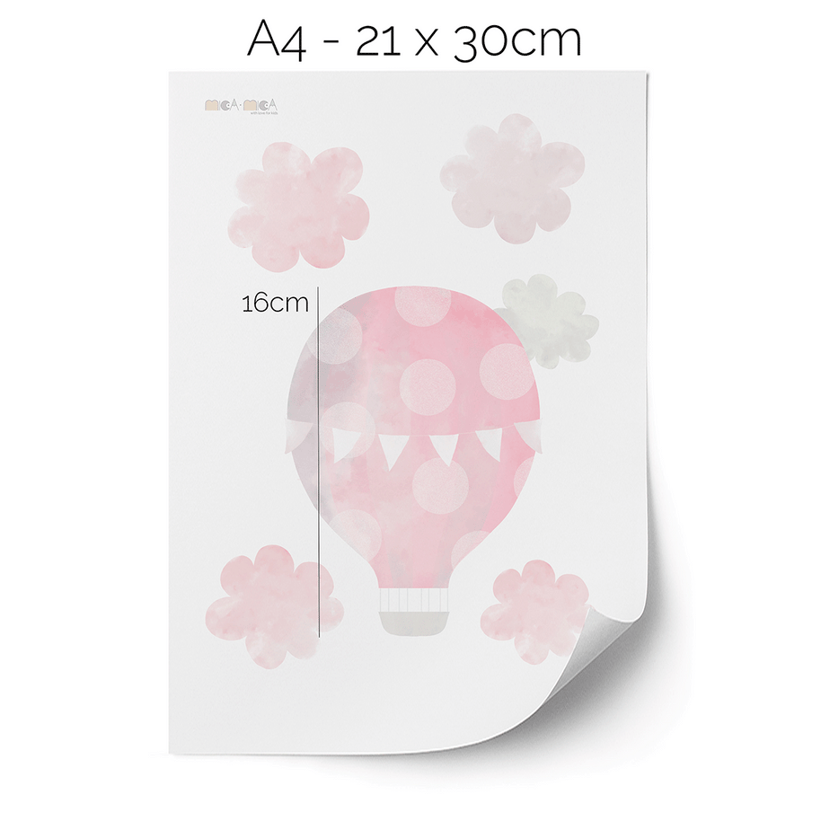 Hot air balloons wall stickers (pink)
