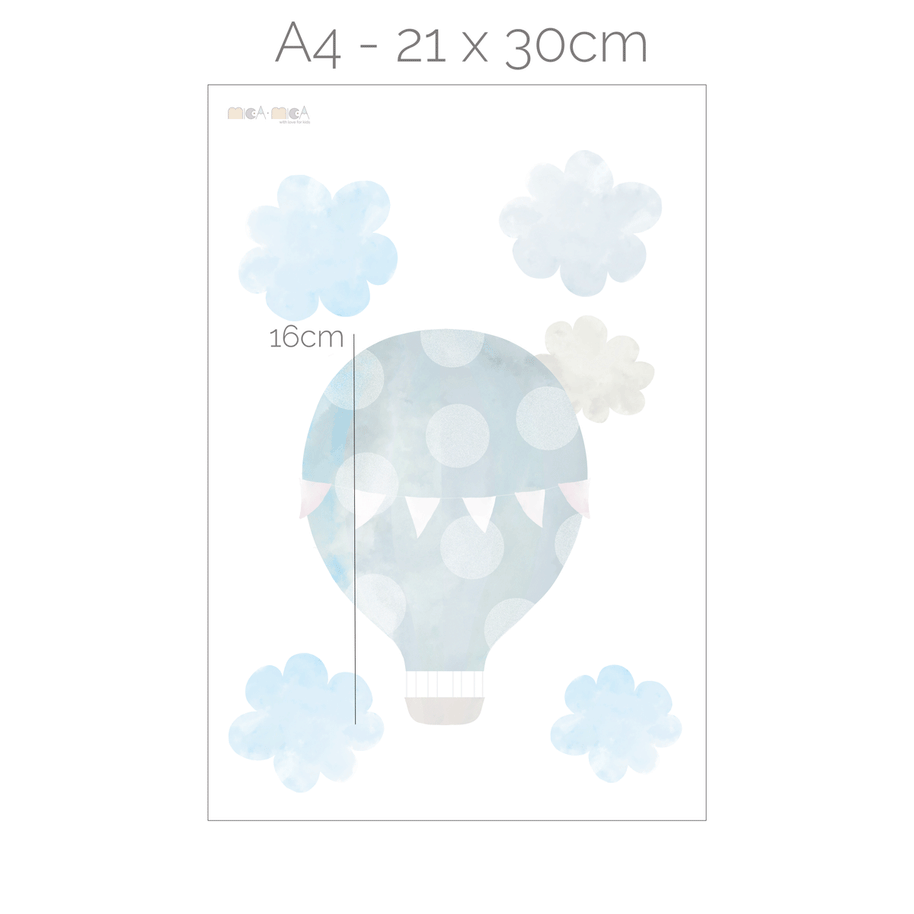 Hot air balloons wall stickers (blue)