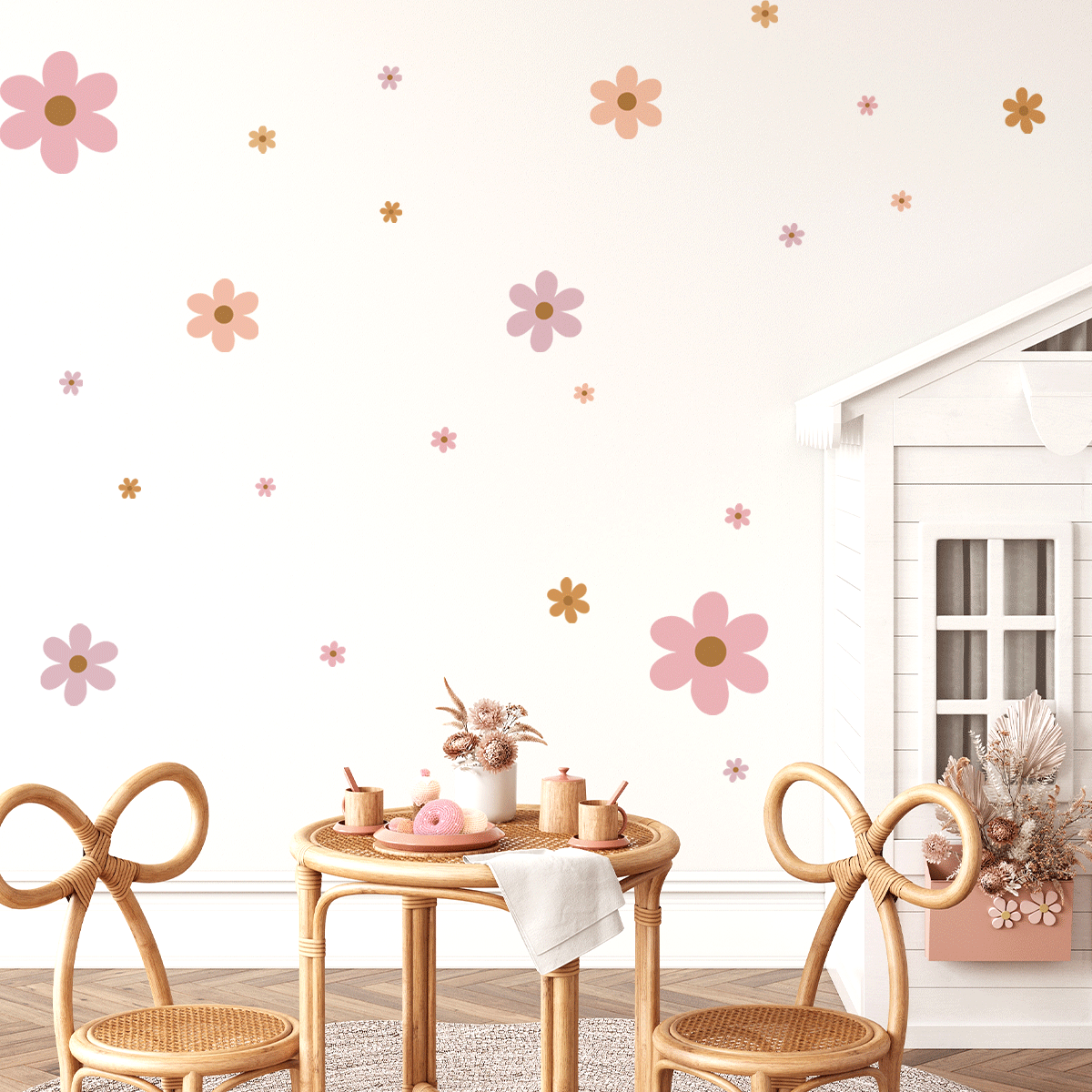 Flower wall stickers - Happy blooms (caramel-pastel shades)