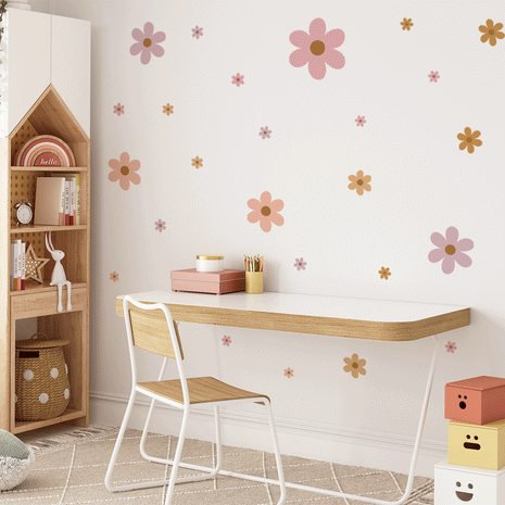 Flower wall stickers - Happy blooms (caramel-pastel shades)