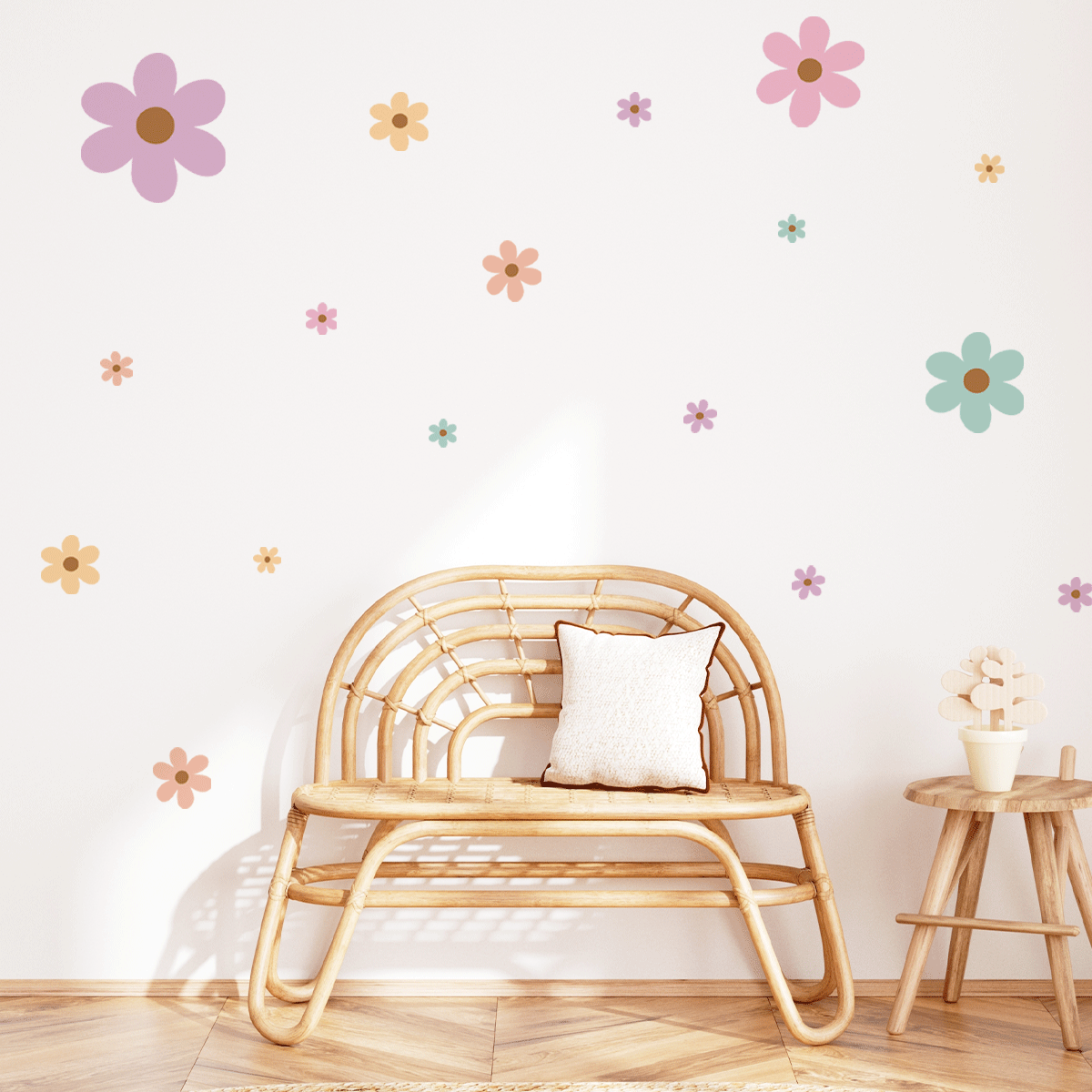 Flower wall stickers - Happy blooms (mustard-pastel shades)