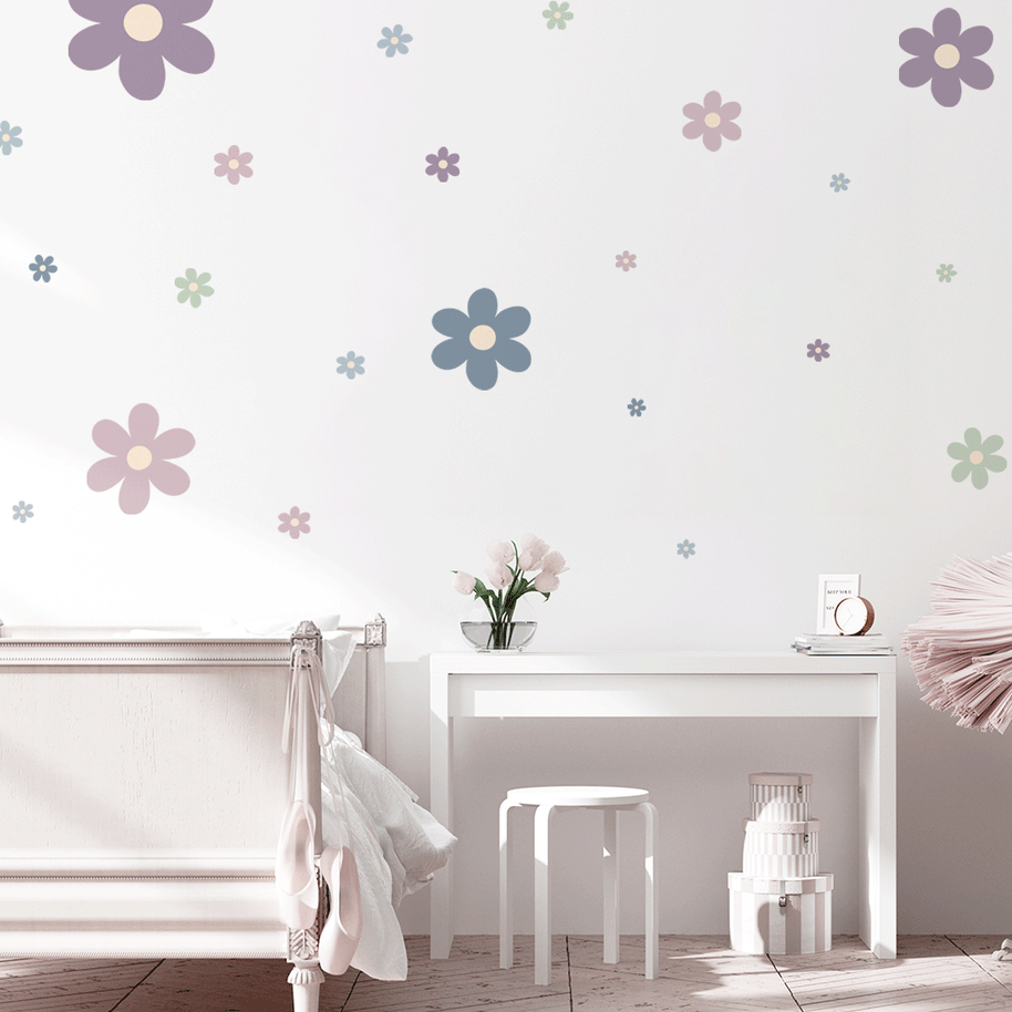 Flower wall stickers - Happy blooms (lavendel dream)