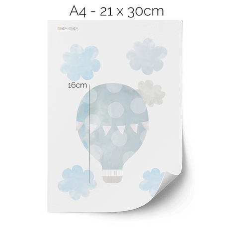 Hot air balloons wall stickers (blue)