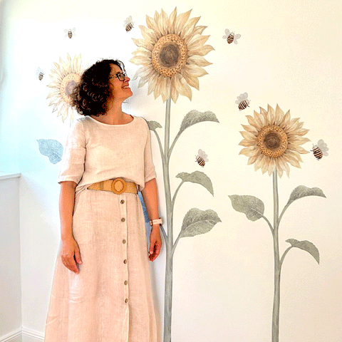 Wandtattoo Blumen - Sonnenblumen und Bienen
