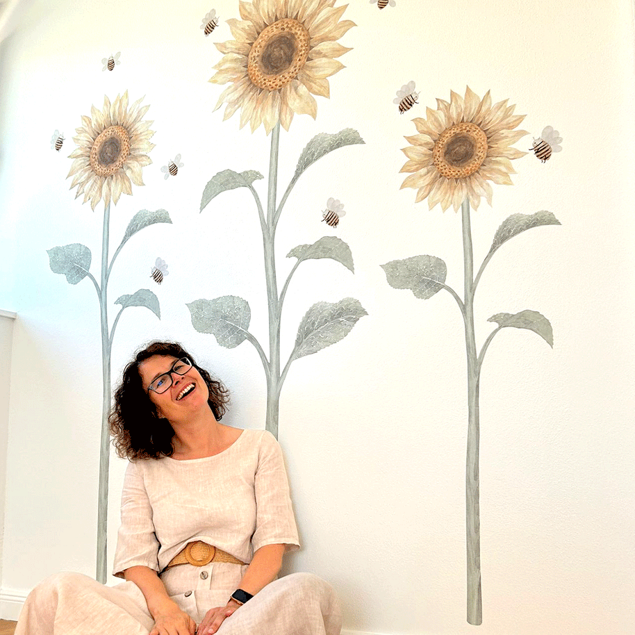 Flower wall stickers - Sunflowers and bees