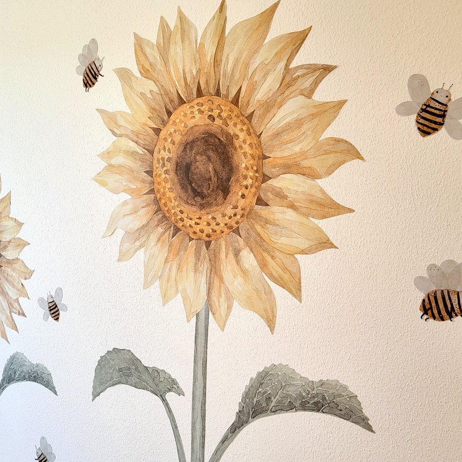 Flower wall stickers - Sunflowers and bees
