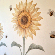 Flower wall stickers - Sunflowers and bees