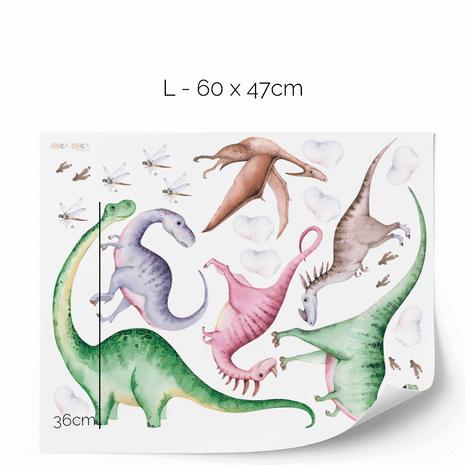 Wandtattoo Dinosaurier - Große Aquarell Dinos