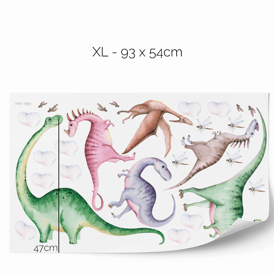 Wandtattoo Dinosaurier - Große Aquarell Dinos