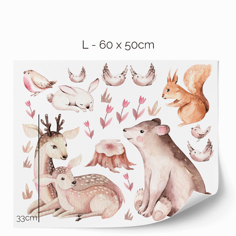 Woodland wall stickers - Watercolour forest friends