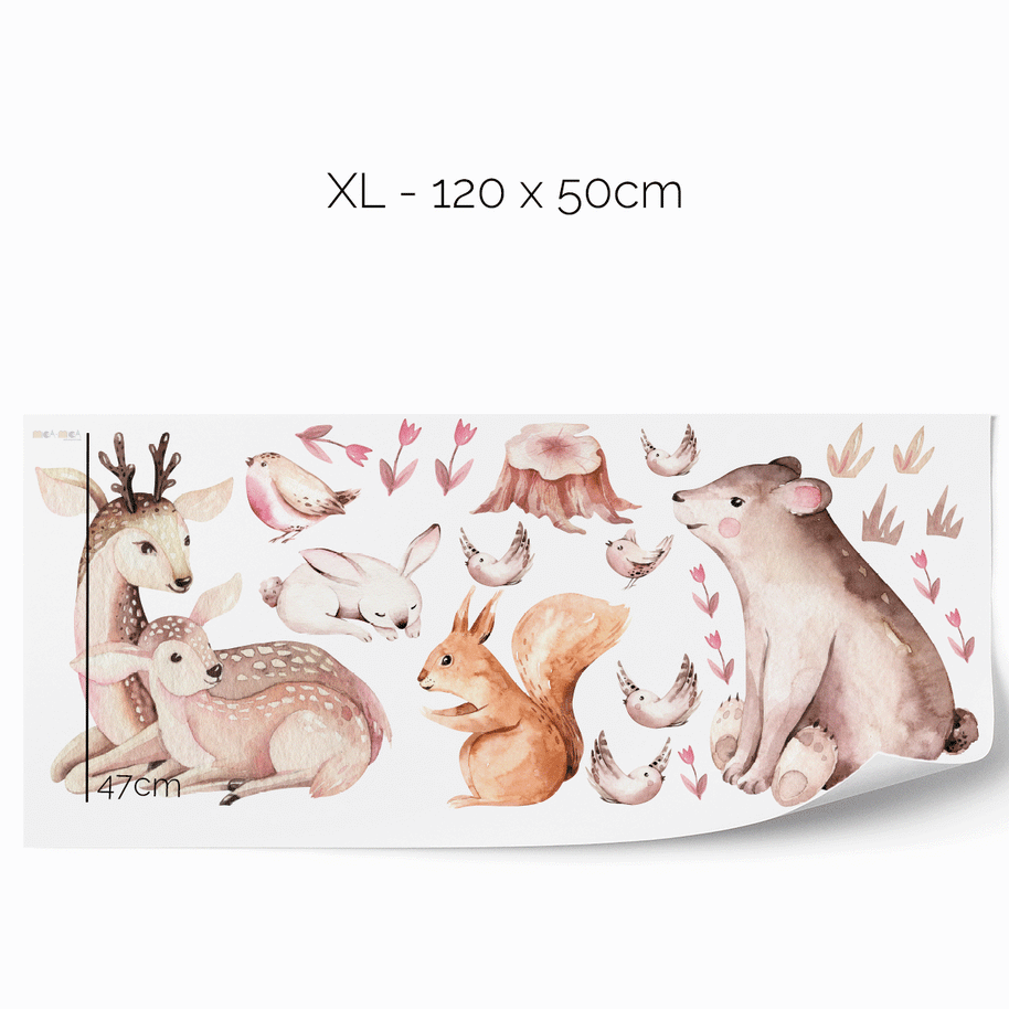 Wandtattoo Waldtiere - Aquarell-Waldfreunde