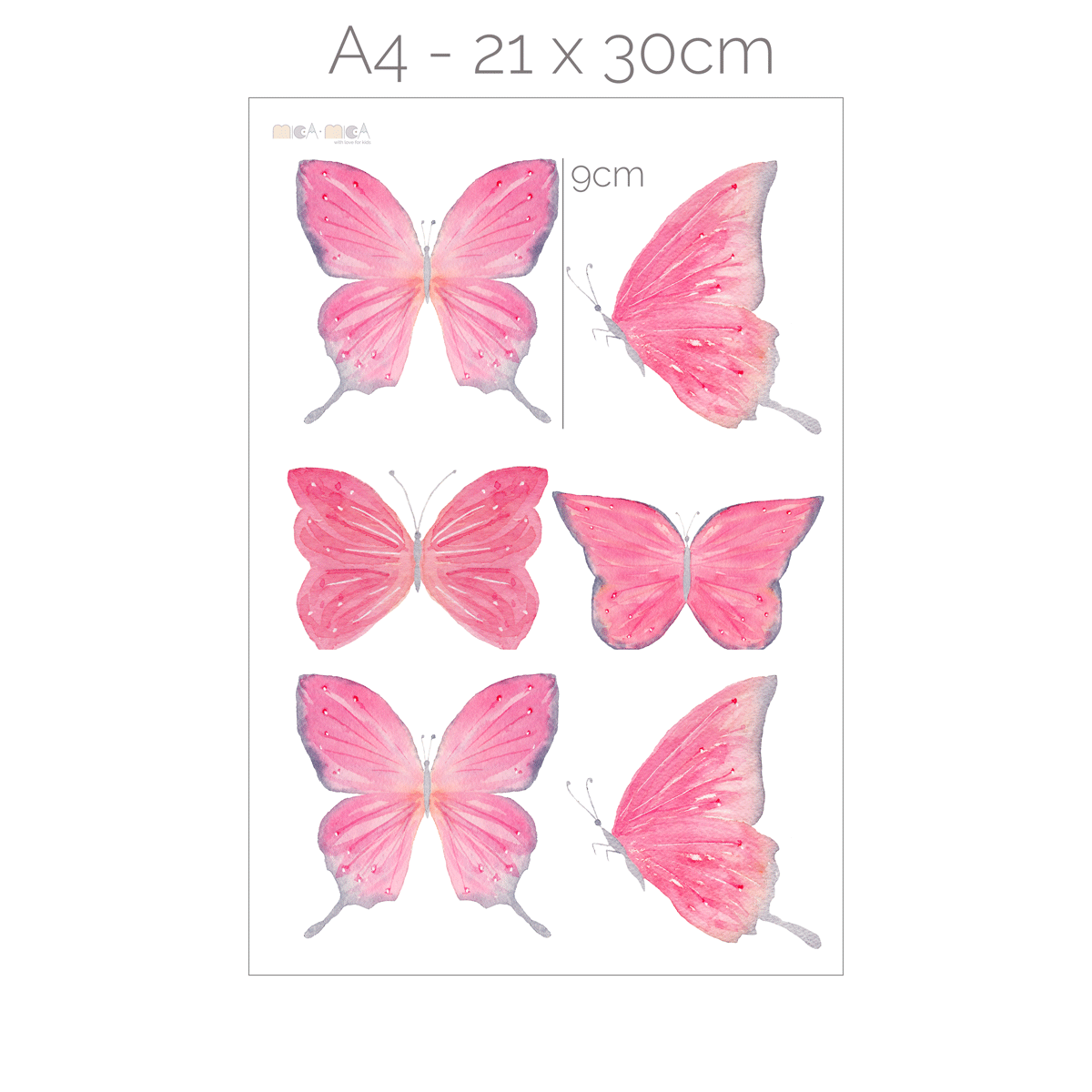 Wandtattoo Schmetterlinge - Rosa Aquarell-Schmetterlinge