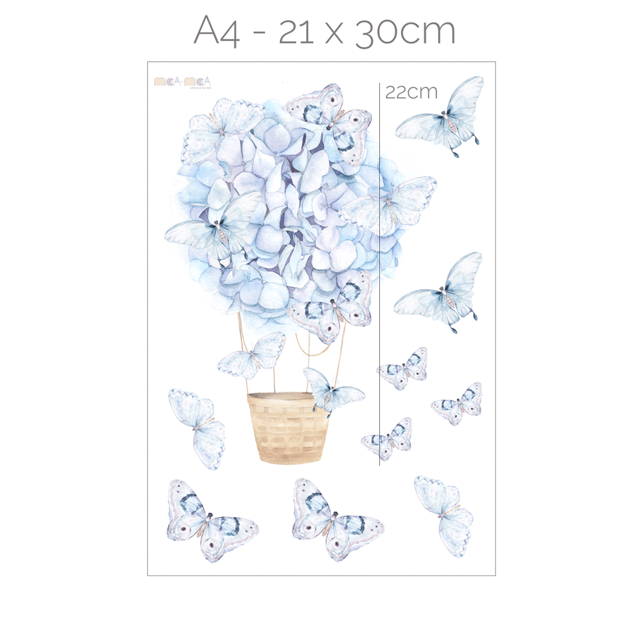 Hot air balloons wall stickers - Floral balloons & butterflies