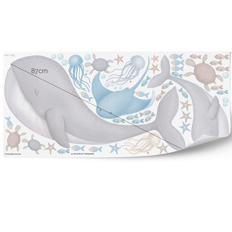 Wandtattoo Unterwasserwelt - Magischer Ozean - Wale 