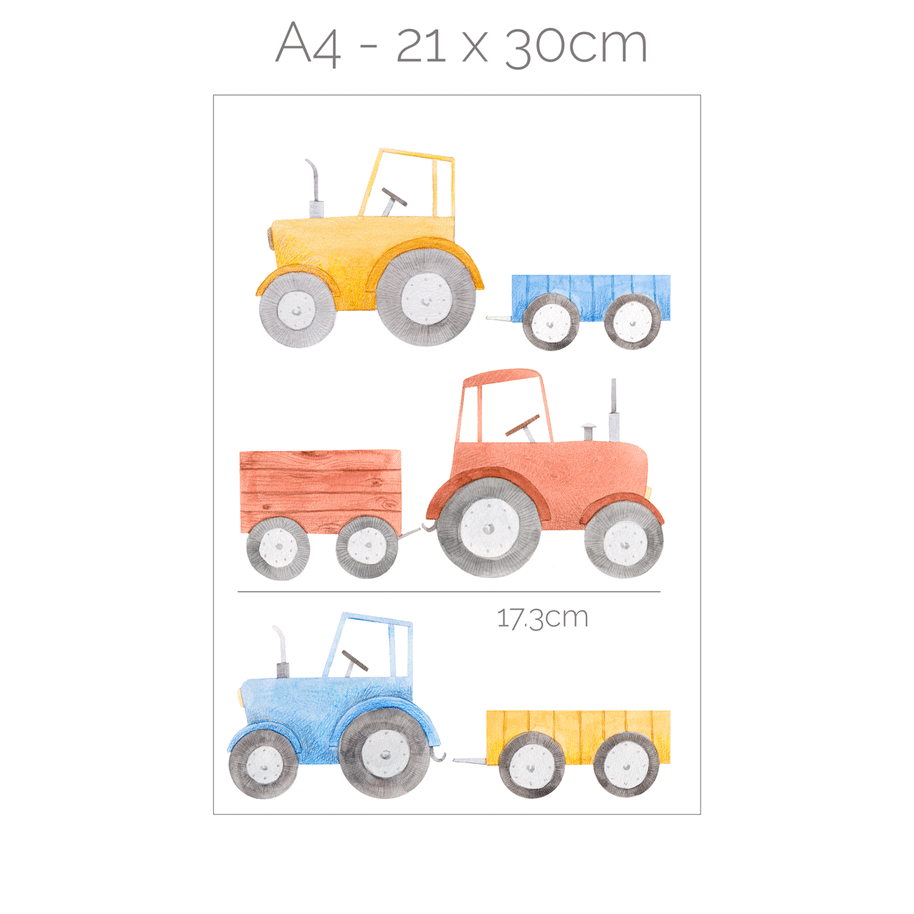 Tractor wall stickers with trailors